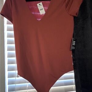 Express Rust V-Neck Bodysuit